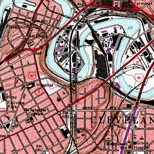 Topographic Map of Union Terminal Viaduct, OH