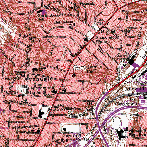 Topographic Map of Saint Michael and All Angels Episcopal Church, OH
