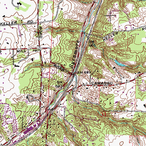 Topographic Map of Allandale (historical), OH