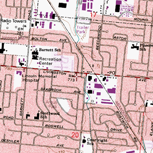 Topographic Map of Livingston Court Shopping Center, OH