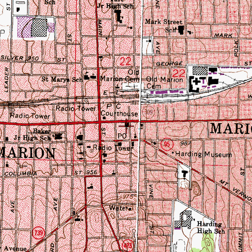 Topographic Map of Saint Pauls Episcopal Church, OH