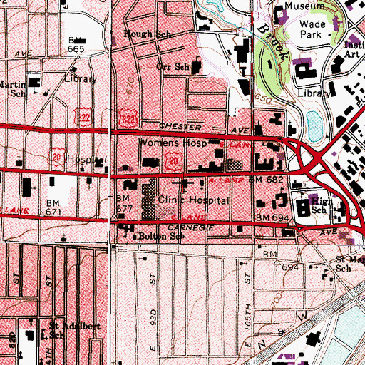 Topographic Map of Euclid Avenue Congregational Church, OH