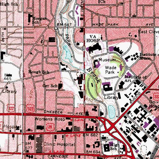 Topographic Map of Mount Sinai Hospital (historical), OH