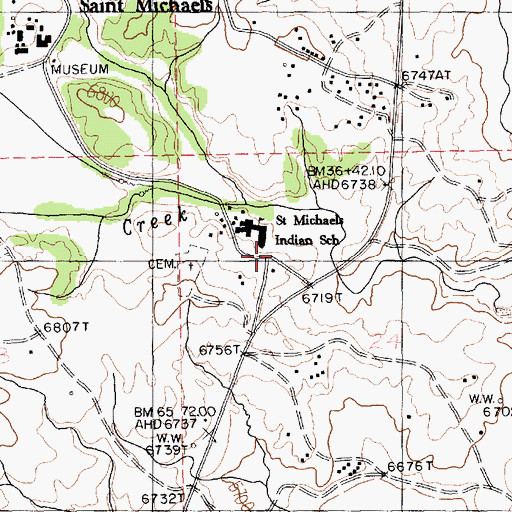Topographic Map of Saint Michaels, AZ