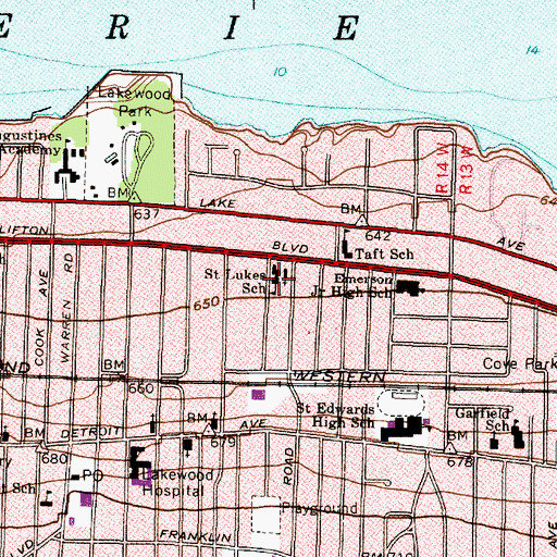 Topographic Map of Saint Lukes School (historical), OH