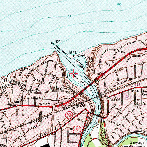 Topographic Map of Cleveland Yacht Club, OH