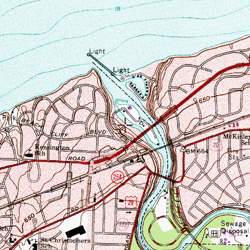 Topographic Map of West Channel Rocky River, OH