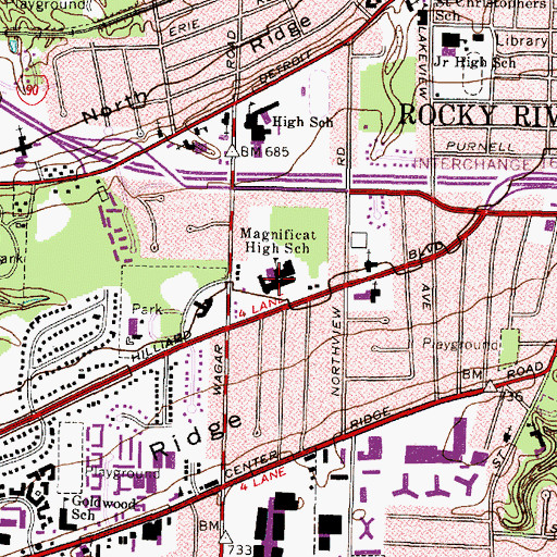 Topographic Map of Magnificant High School, OH