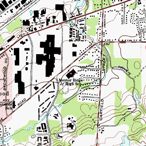 Topographic Map of Mentor Ridge High School, OH