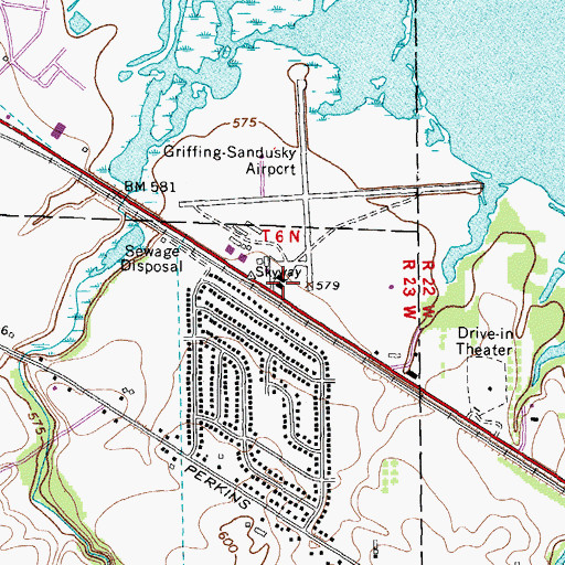 Topographic Map of Griffing Sandusky Airport, OH