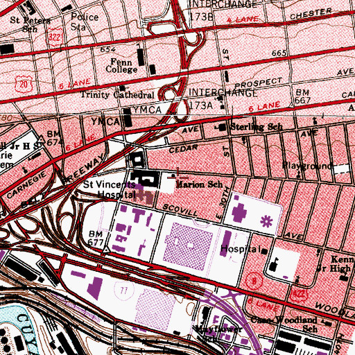 Topographic Map of Marion School, OH