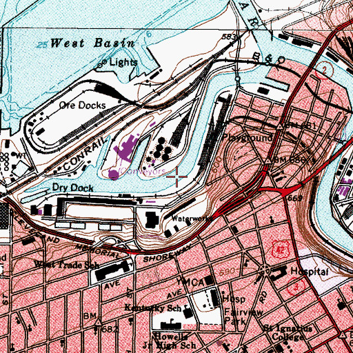 Topographic Map of Old River, OH