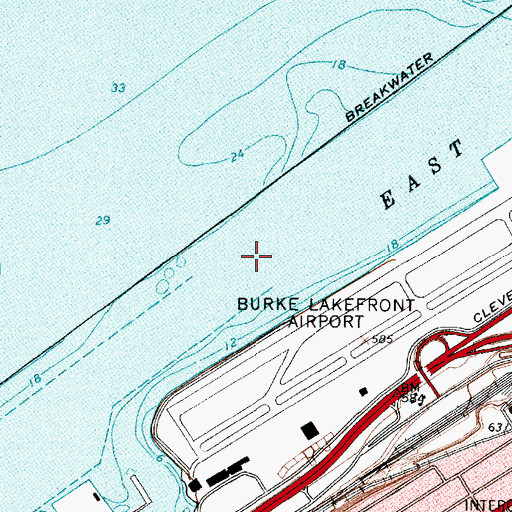 Topographic Map of Cleveland Harbor, OH