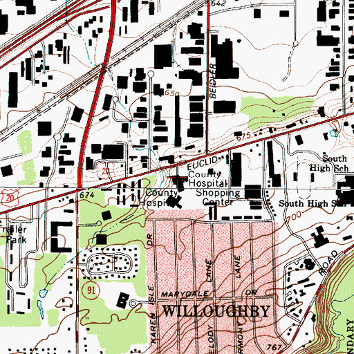 Topographic Map of Lake County Hospital, OH