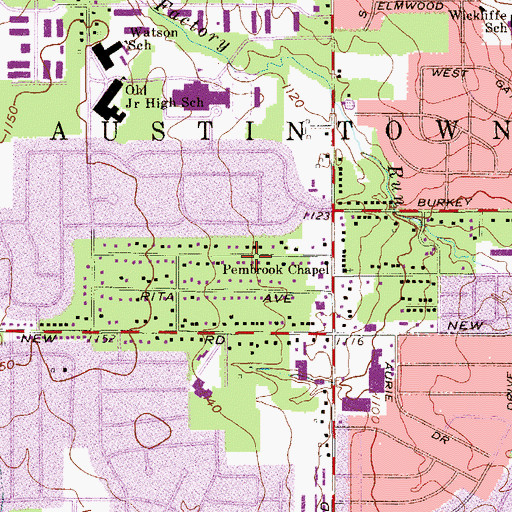 Topographic Map of West Side Church of Christ, OH