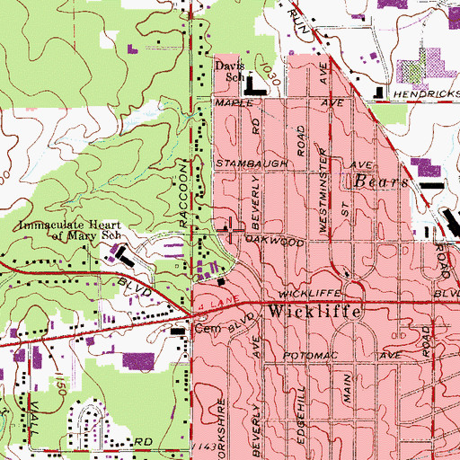 Topographic Map of Wickliffe Church of the Nazarene, OH