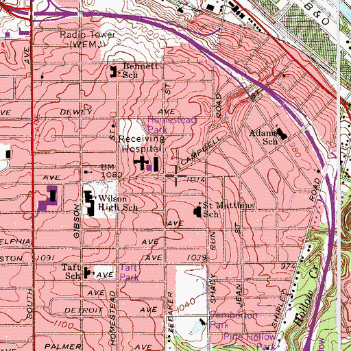 Topographic Map of Saint Matthias Church, OH
