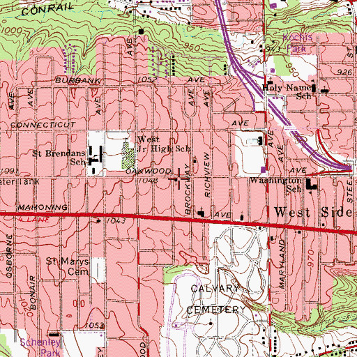 Topographic Map of Central Church of the Nazarene, OH