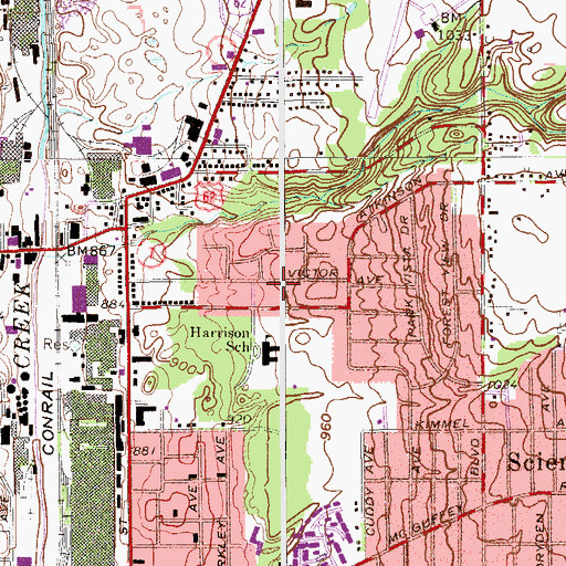 Topographic Map of Phillips Memorial Baptist Church, OH