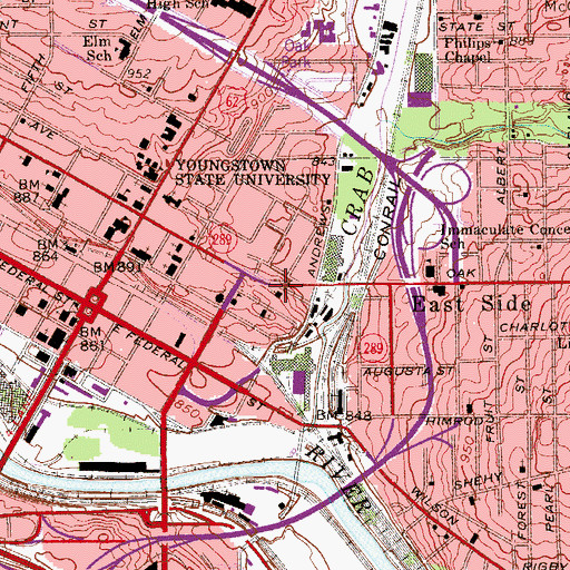 Topographic Map of Oak Baptist Church, OH