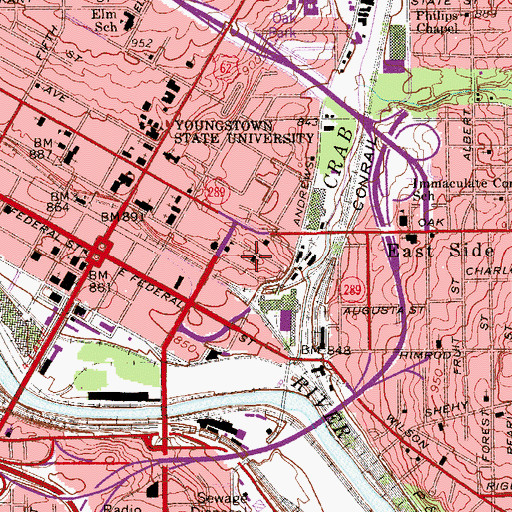 Topographic Map of Our Lady of Mount Carmel Church, OH