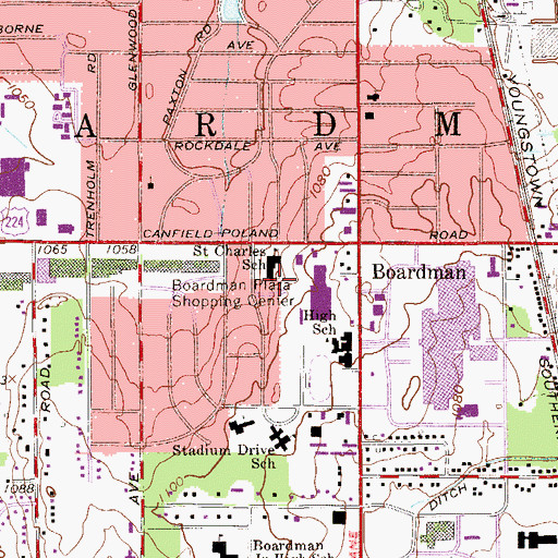 Topographic Map of Saint Charles Catholic Church, OH