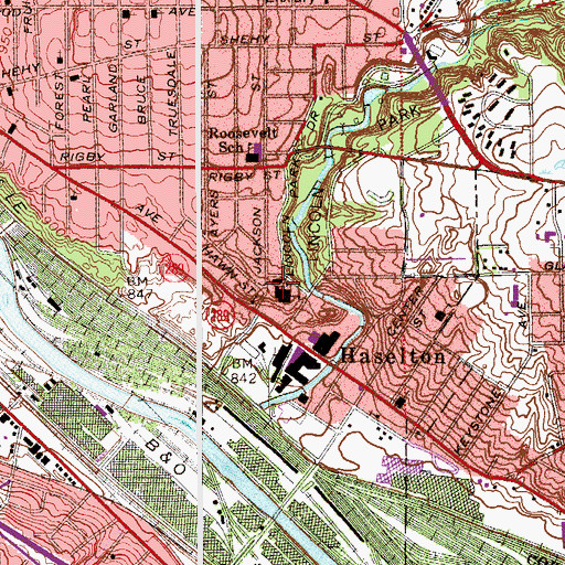 Topographic Map of Sacred Heart Catholic Church, OH