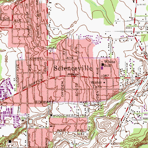Topographic Map of McGuffey Road Church of Christ, OH