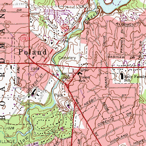Topographic Map of Chapel of the Evangelical Free Church, OH