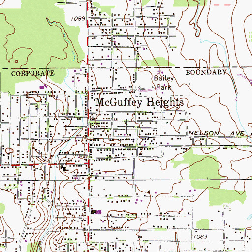 Topographic Map of Alpha and Omega First Baptist Church, OH