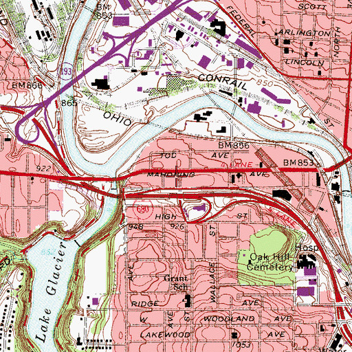 Topographic Map of American Hungarian Reformed Church, OH