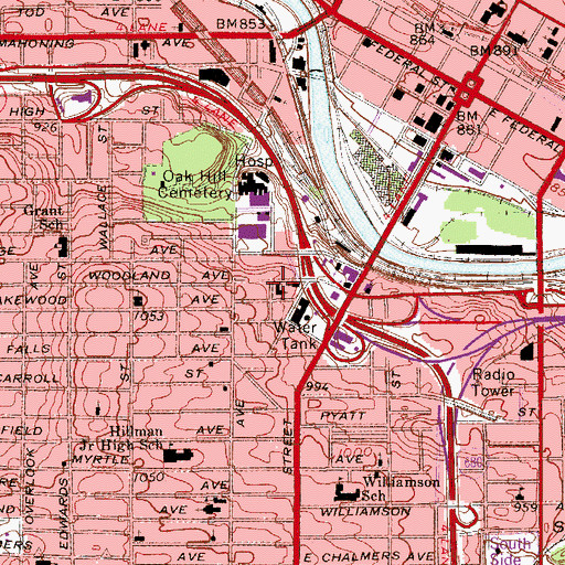 Topographic Map of American Muslim Mission Center, OH