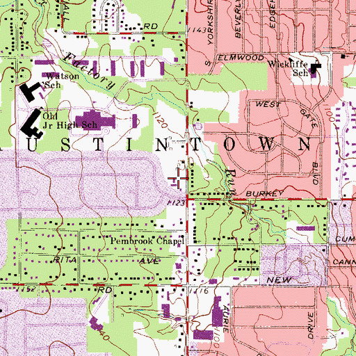 Topographic Map of Austintown Baptist Church, OH