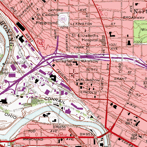 Topographic Map of Beulah Temple United Church of America, OH
