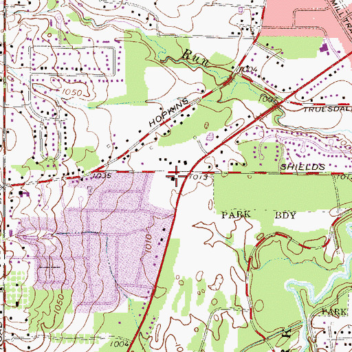 Topographic Map of Boardman Baptist Temple, OH