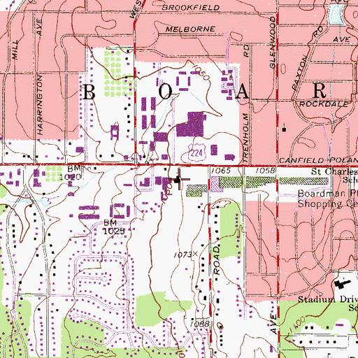 Topographic Map of Boardman Christian Church, OH