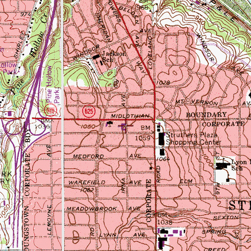 Topographic Map of Brownlee Woods Presbyterian Church, OH