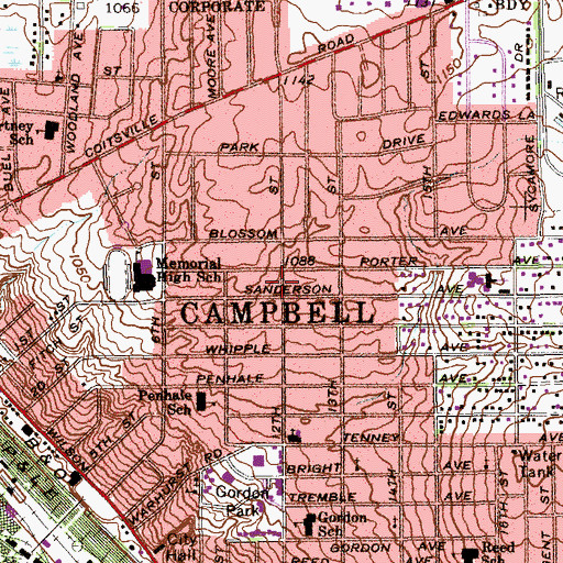 Topographic Map of Campbell Branch Library, OH