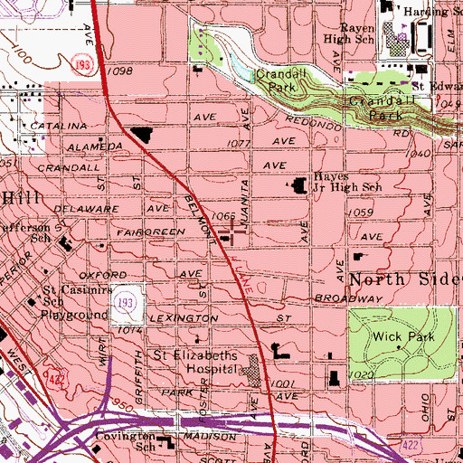 Topographic Map of Centenary United Methodist Church, OH