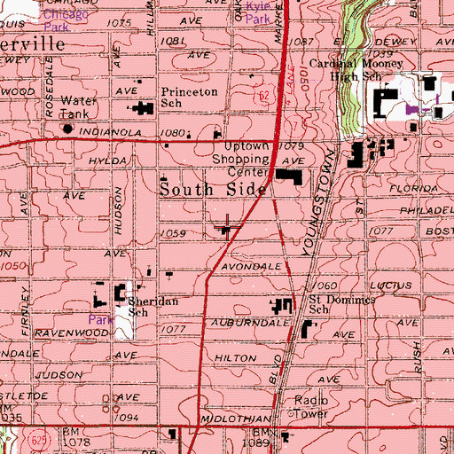 Topographic Map of Central Christian Church, OH