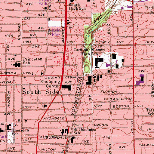 Topographic Map of Church of Christ, OH