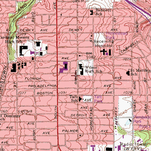 Topographic Map of Church of Jesus Christ, OH