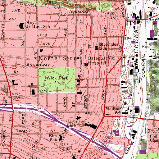 Topographic Map of Congregation Rodef Sholom, OH