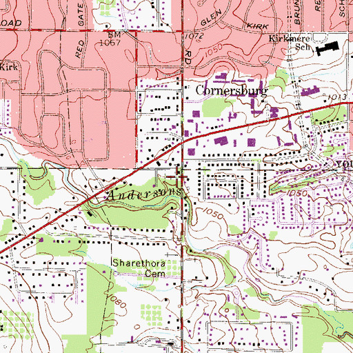 Topographic Map of Cornersburg Cemetery, OH