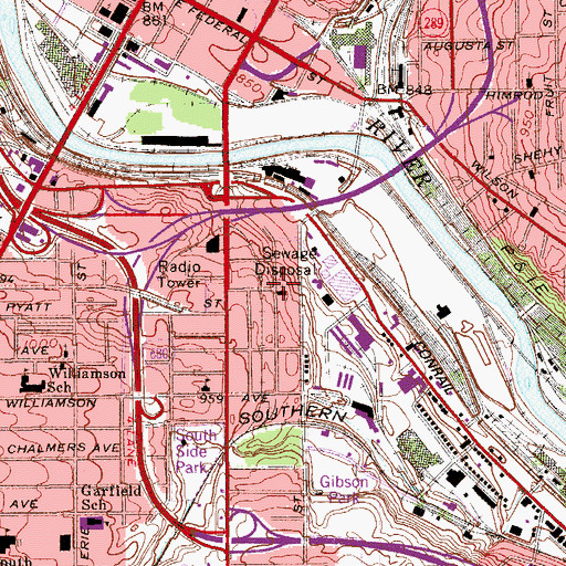 Topographic Map of Ebenezer Church of God in Christ, OH