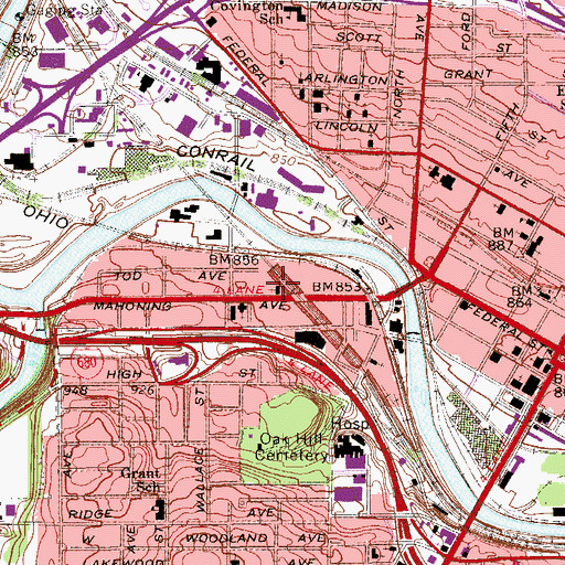 Topographic Map of Faith Tabernacle, OH