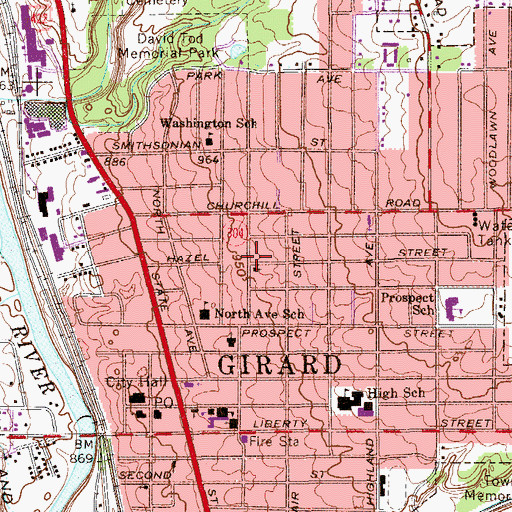 Topographic Map of First Assembly of God Church, OH