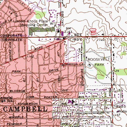 Topographic Map of First Baptist Church, OH