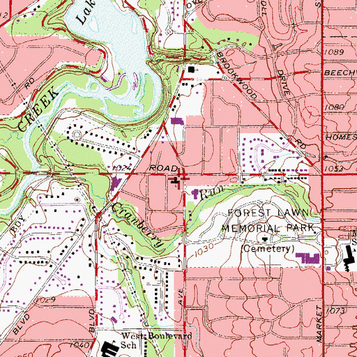 Topographic Map of First Covenant Church, OH