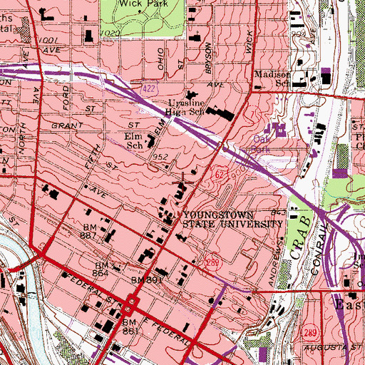 Topographic Map of First Christian Church, OH